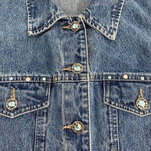 💎 Denim Jean Embellished Buttoned Vest 💎